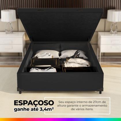 Imagem de Cama Box Baú Solteiro + Colchão Molas Ensacadas Pergola Europillow 88x188x67cm