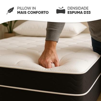 Imagem de Cama Box Baú Solteiro + Colchão Molas Ensacadas Pergola Europillow 88x188x67cm