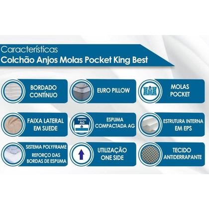 Imagem de Cama Box Baú Solteiro: Colchão Molas MasterPocket Ensacadas D Angelis Anjos Conjunto Box Baú - Anjos de King Best + Box Baú Universal White (88x188)