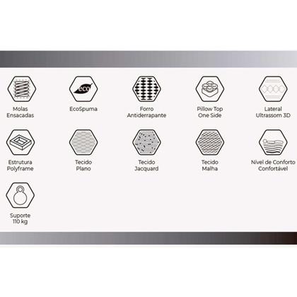 Imagem de Cama Box Baú Solteiro: Colchão Molas MasterPocket Ensacadas Herval La Playa C1634 + Base CRC Suede Gray (88x188x28)