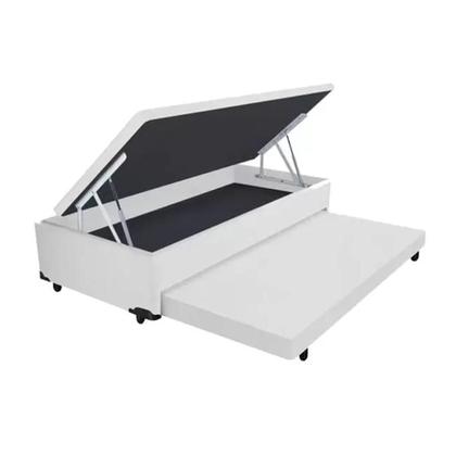 Imagem de Cama Box Baú Solteiro Com Auxiliar Sintético Branco (Espuma só na Auxiliar)