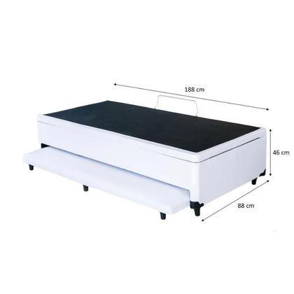 Imagem de Cama Box Baú Solteiro Com Auxiliar Sintético Branco (Espuma só na Auxiliar)