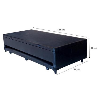 Imagem de Cama Box Baú Solteiro Com Auxiliar Sintético Preto (Espuma só na Auxiliar)