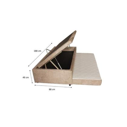 Imagem de Cama Box Baú Solteiro Com Auxiliar Suede Bege (Espuma só na Auxiliar)