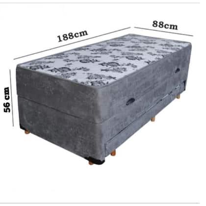Imagem de Cama Box Baú Solteiro Conjugado de Mola com Cama Auxiliar Bicama 3 em 1 Cinza