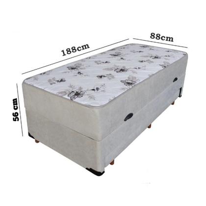 Imagem de Cama Box Baú Solteiro Conjugado Espuma com Cama Auxiliar Bicama 3 em 1 - Suede Bege