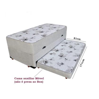 Imagem de Cama Box Baú Solteiro Conjugado Espuma com Cama Auxiliar Bicama 3 em 1 - Suede Bege