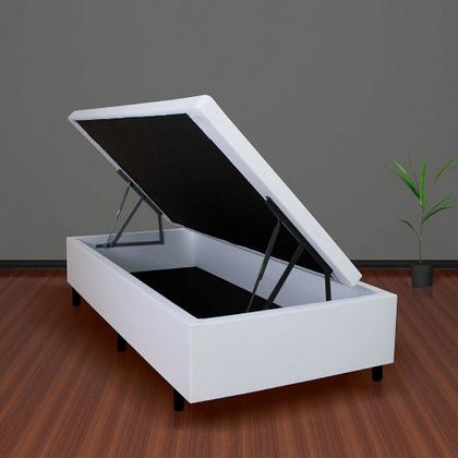 Imagem de Cama Box Baú Solteiro Reforçada e Resistente Branco 88x188x34 cm 