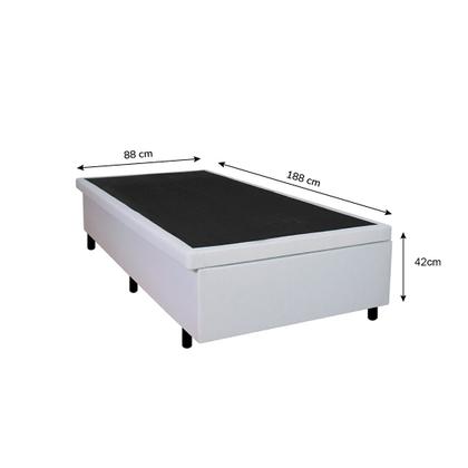Imagem de Cama Box Baú Solteiro Reforçada e Resistente Branco 88x188x34 cm 
