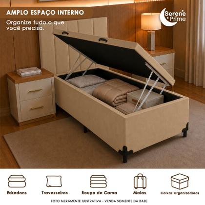 Imagem de Cama Box Baú Solteiro Sintético SerenePrime Bege 88x188x44