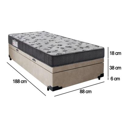 Imagem de Cama Box Baú Solteiro Suede + Colchão De Espuma D33 - SerenePrime - 88cm Bege