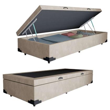 Imagem de Cama Box Baú Solteiro Suede + Colchão De Espuma D33 - SerenePrime - 88cm Bege