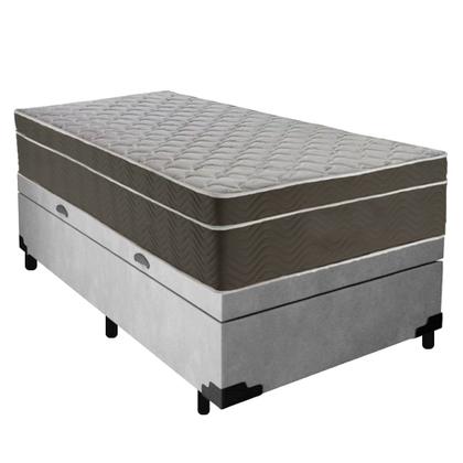 Imagem de Cama Box Baú Suede Solteiro + Colchão SerenePrime Molas Ensacadas 88x188x69 Cinza