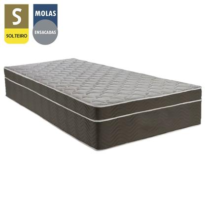 Imagem de Cama Box Baú Suede Solteiro + Colchão SerenePrime Molas Ensacadas 88x188x69 Cinza