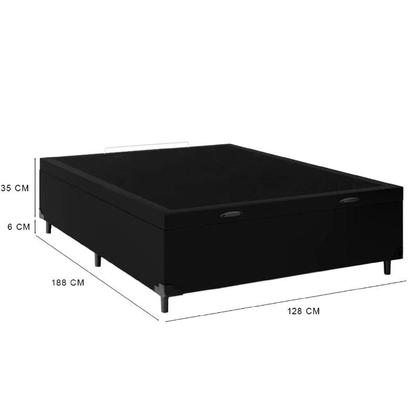Imagem de Cama Box Baú Viúva 128 Tecido Preto com Colchão Paris de Molas Ensacadas Preto 67x128x188