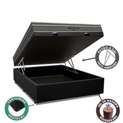 Imagem de Cama Box Baú Viúva Bravus + Colchão Ibiza D33 Mola Superlastic 128x188x60cm Várias Cores - Vstore