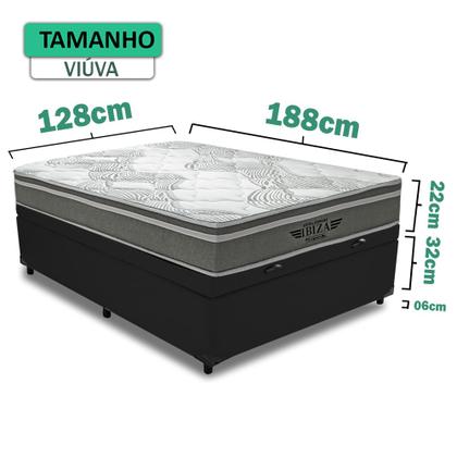Imagem de Cama Box Baú Viúva Bravus + Colchão Ibiza D33 Mola Superlastic 128x188x60cm Várias Cores - Vstore