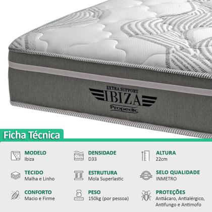 Imagem de Cama Box Baú Viúva Bravus + Colchão Ibiza D33 Mola Superlastic 128x188x60cm Várias Cores - Vstore