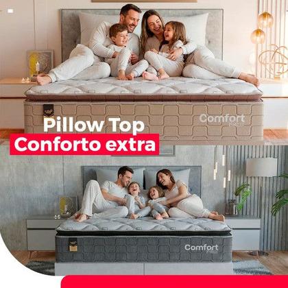 Imagem de Cama Box Baú Viúva Colchão Comfort Class Pillow Top Branco suede Branco
