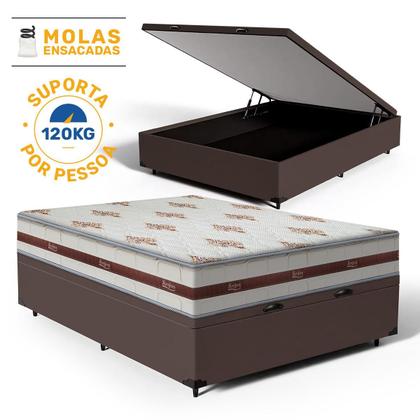 Imagem de Cama Box Baú Viúva + Colchão de Molas Ensacadas - Anjos - Classic 128cm