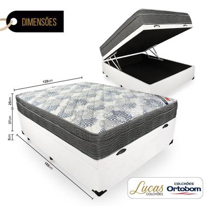 Imagem de Cama Box Baú Viúva + Colchão De Molas Ensacadas Ortobom ISO SuperPocket 128cm