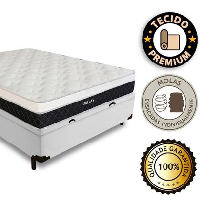 Imagem de Cama Box Baú Viúva + Colchão Molas Ensacadas Dallas D33 128x188x58cm