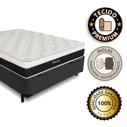 Imagem de Cama Box Baú Viúva + Colchão Molas Ensacadas Dallas D33 128x188x58cm