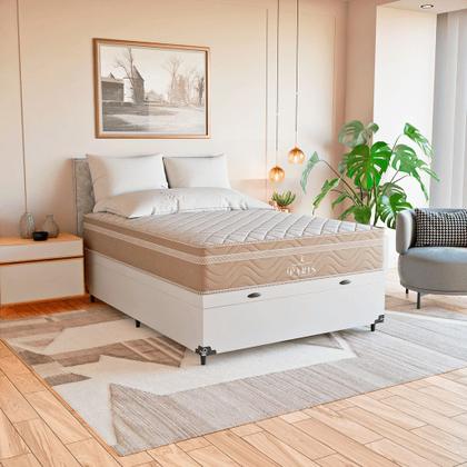 Imagem de Cama Box Baú Viúva + Colchão Paris Molas Ensacadas Bege