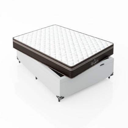 Imagem de Cama Box Baú Viúva + Colchão Paris Molas Ensacadas Pocket - 66x128x188cm - Várias Cores
