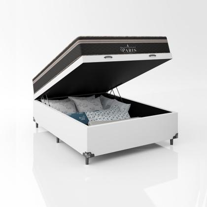 Imagem de Cama Box Baú Viúva + Colchão Paris Molas Ensacadas Pocket - 66x128x188cm - Várias Cores