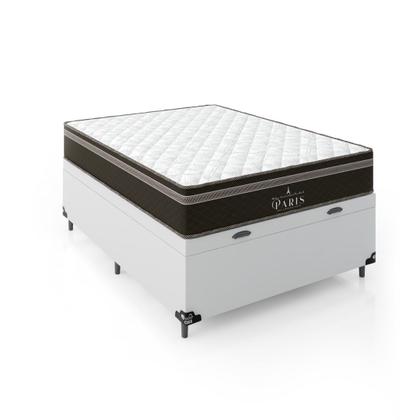 Imagem de Cama Box Baú Viúva + Colchão Paris Molas Ensacadas Pocket - 66x128x188cm - Várias Cores