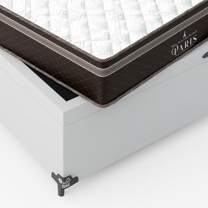 Imagem de Cama Box Baú Viúva + Colchão Paris Molas Ensacadas Pocket - 66x128x188cm - Várias Cores