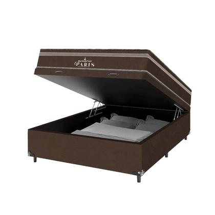 Imagem de Cama Box Baú Viúva + Colchão Paris Molas Ensacadas Pocket - 66x128x188cm - Várias Cores