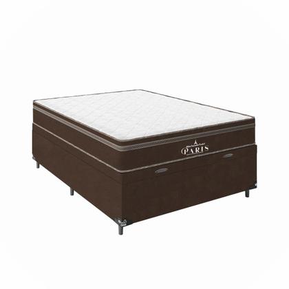 Imagem de Cama Box Baú Viúva + Colchão Paris Molas Ensacadas Pocket - 66x128x188cm - Várias Cores