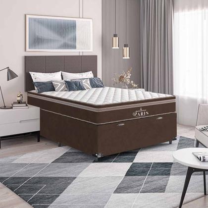 Imagem de Cama Box Baú Viúva + Colchão Paris Molas Ensacadas Pocket - 66x128x188cm - Várias Cores
