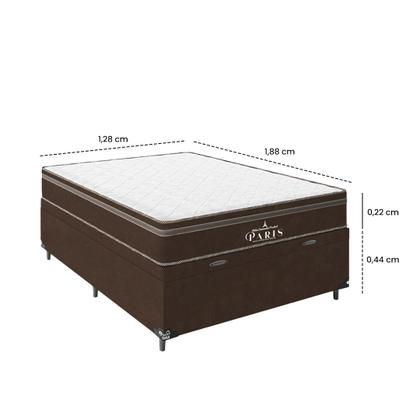 Imagem de Cama Box Baú Viúva + Colchão Paris Molas Ensacadas Pocket - 66x128x188cm - Várias Cores