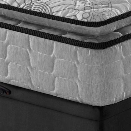 Imagem de Cama Box Baú Viúva Preto + Colchão Ortopedico Espuma D33 Pillow Top Hanover One 128x188x64cm