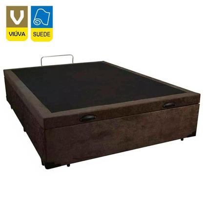 Imagem de Cama Box Baú Viúva Serene Suede Marrom 44x128x188