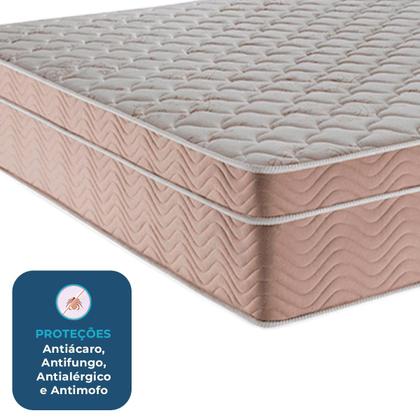 Imagem de Cama Box Baú Viúvo Bege + Colchão Airtech Molas Ensacadas Ortobom