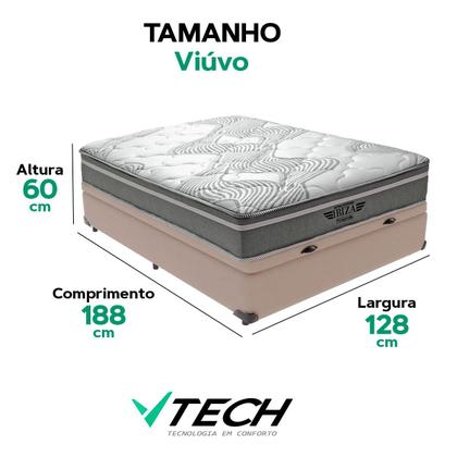 Imagem de Cama Box Baú Viúvo Bege Colchão Ibiza Molas V-Tech 128x188x22