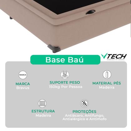 Imagem de Cama Box Baú Viúvo Bege Colchão Ibiza Molas V-Tech 128x188x22