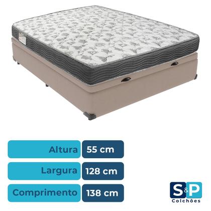 Imagem de Cama Box Baú Viúvo Bege + Colchão ISO100 D33 Ortobom