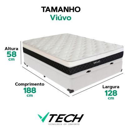 Imagem de Cama Box Baú Viúvo Branco e Colchão Dallas Molas V-Tech