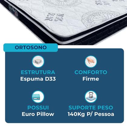 Imagem de Cama Box Baú Viúvo Cinza + Colchão Orthosono D33 Anjos