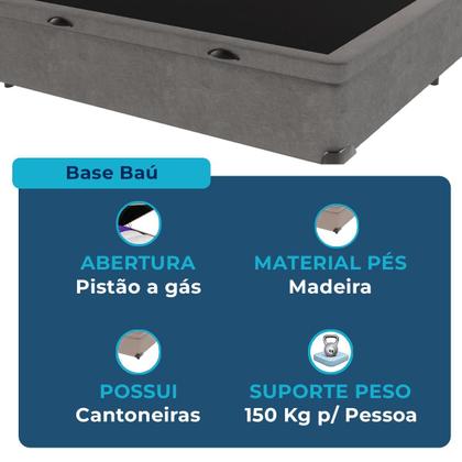 Imagem de Cama Box Baú Viúvo Cinza + Colchão Orthosono D33 Anjos