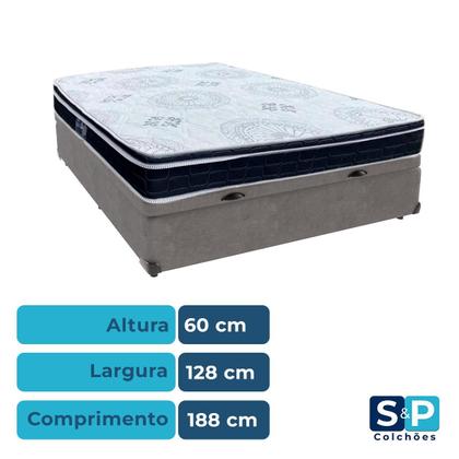 Imagem de Cama Box Baú Viúvo Cinza + Colchão Orthosono D33 Anjos