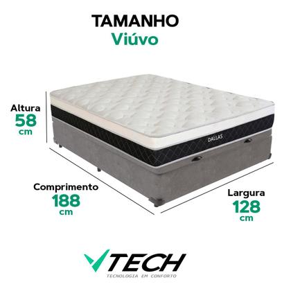 Imagem de Cama Box Baú Viúvo Cinza e Colchão Dallas Molas V-Tech
