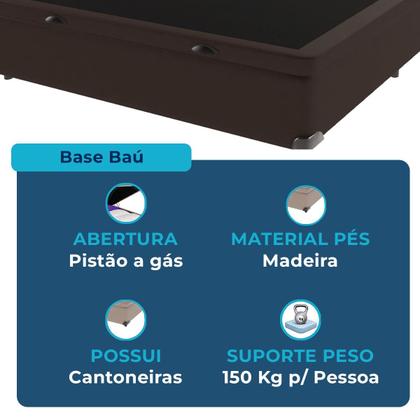 Imagem de Cama Box Baú Viúvo Marrom + Colchão ISO100 D33 Ortobom