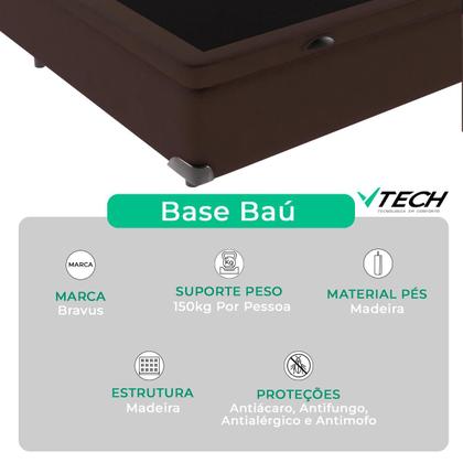 Imagem de Cama Box Baú Viúvo Marrom e Colchão Four Season Molas V-Tech
