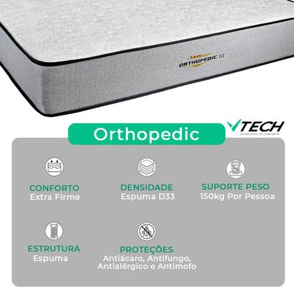 Imagem de Cama Box Baú Viúvo Marrom e Colchão Orthopedic D33 V-Tech